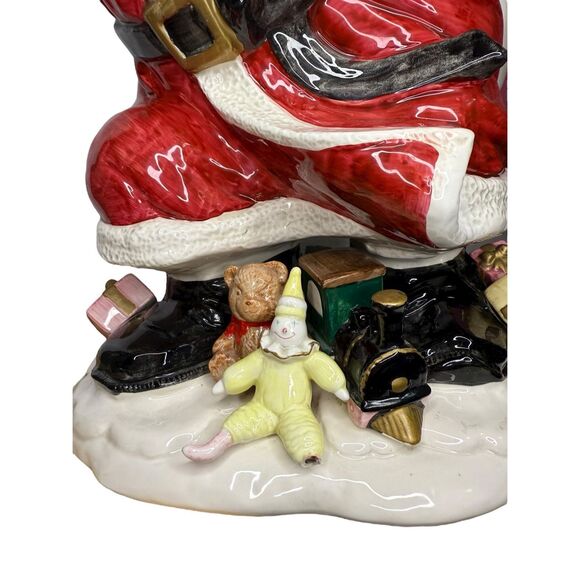 1987 Fitz and Floyd Santa w/ Open Bag Centerpiece Planter 16” Vintage Christmas - Picture 8 of 11